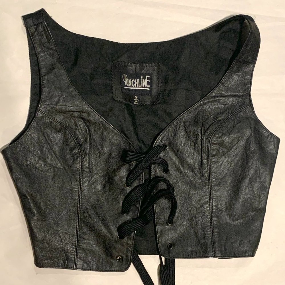 Punchline Leather Corset Vest Size Small